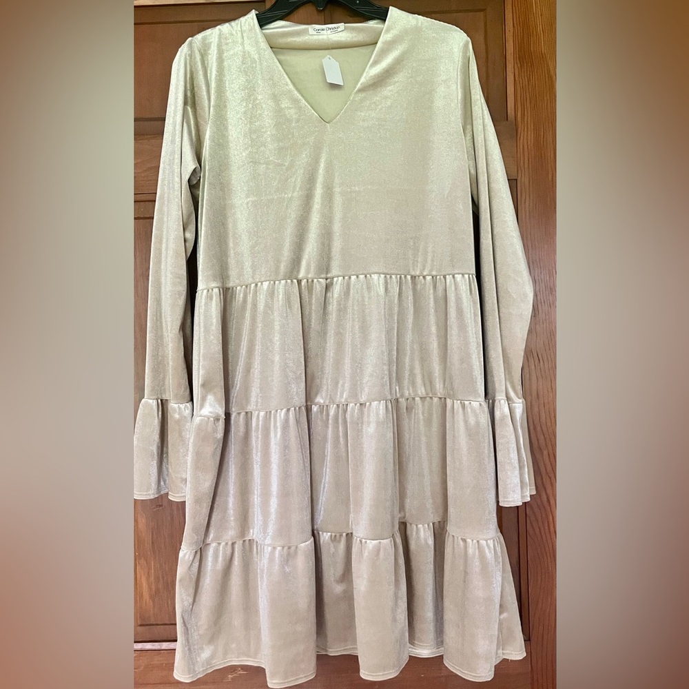 Brand New Gold Tiered Ladies Small Dress